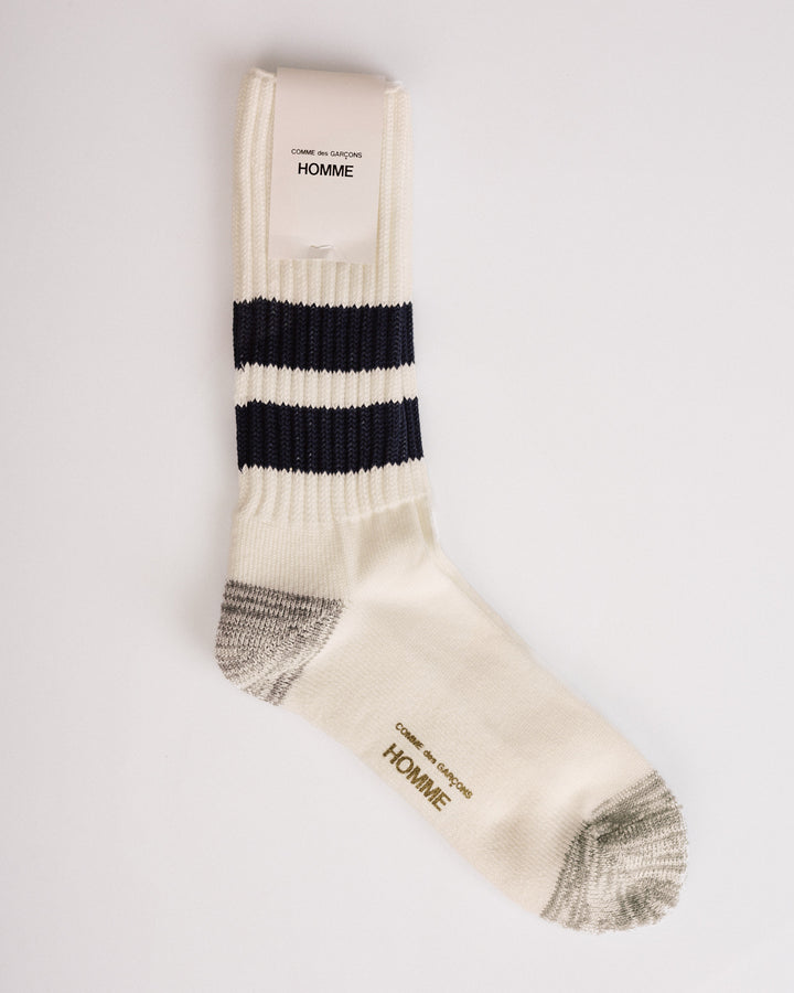 COMME des GARÇONS HOMME Cotton Stripe Sock White Navy