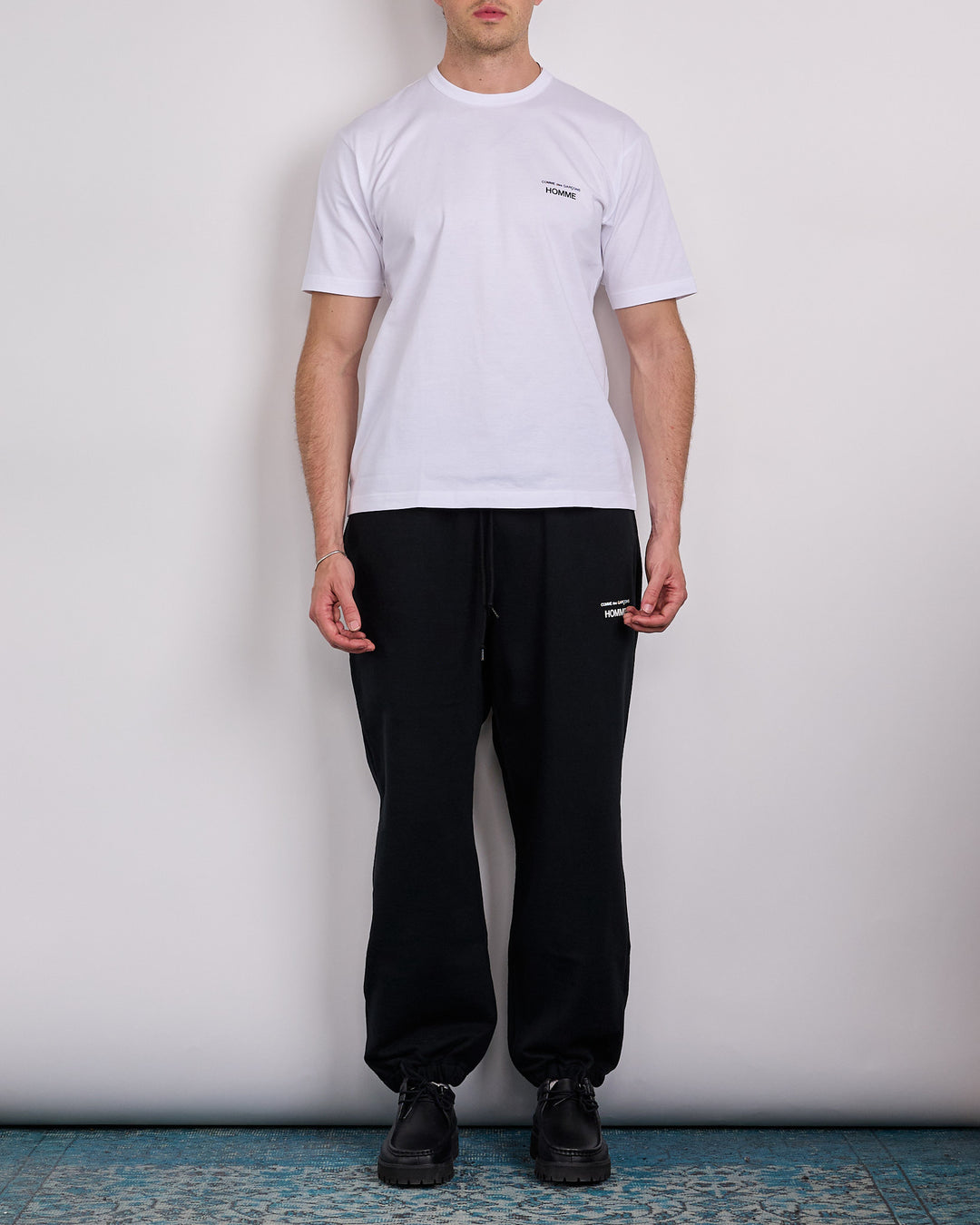 COMME des GARÇONS HOMME Cotton Terry Cloth Logo Print Sweatpant Black