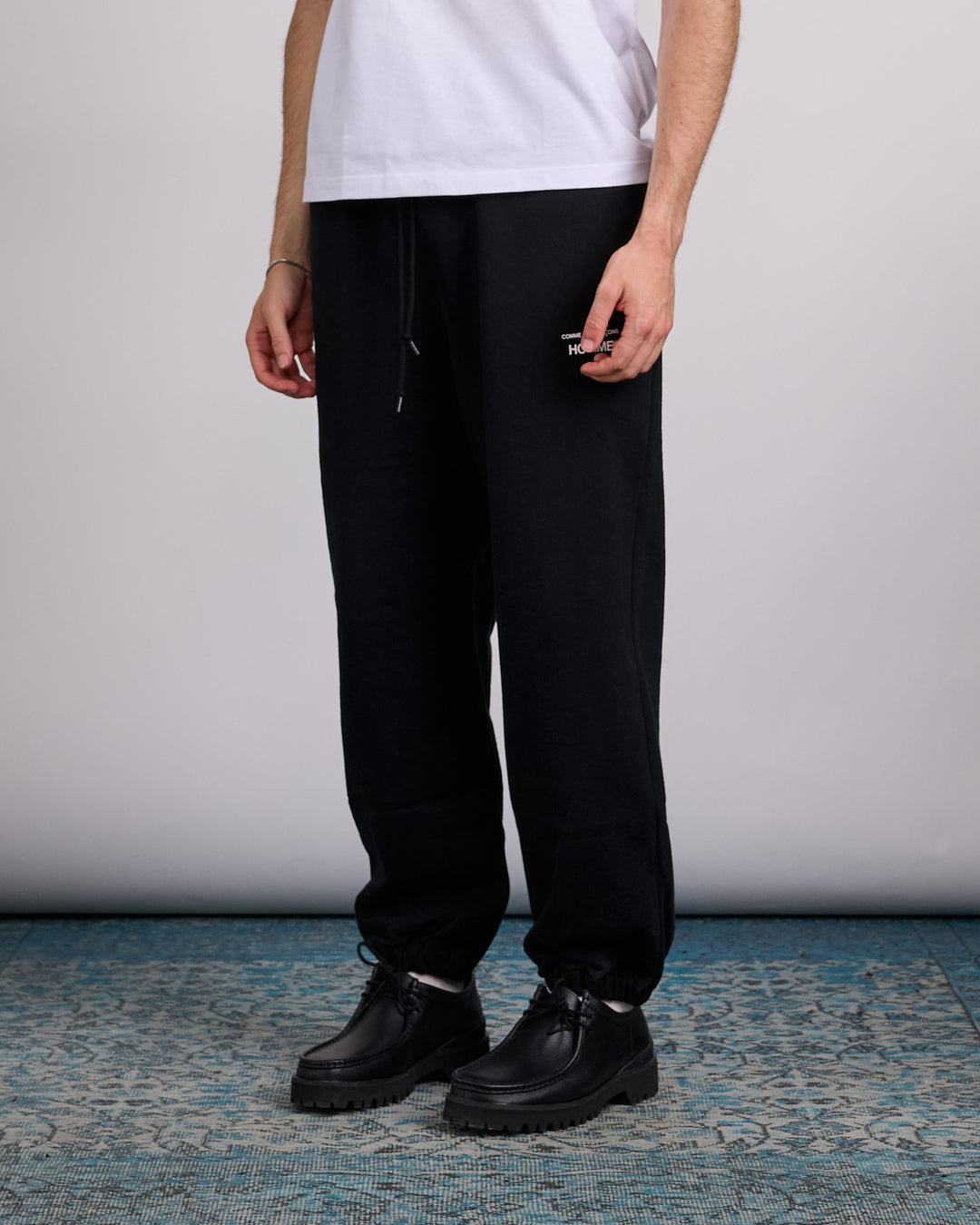 COMME des GARÇONS HOMME Cotton Terry Cloth Logo Print Sweatpant Black