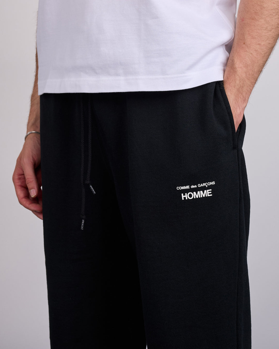 COMME des GARÇONS HOMME Cotton Terry Cloth Logo Print Sweatpant Black