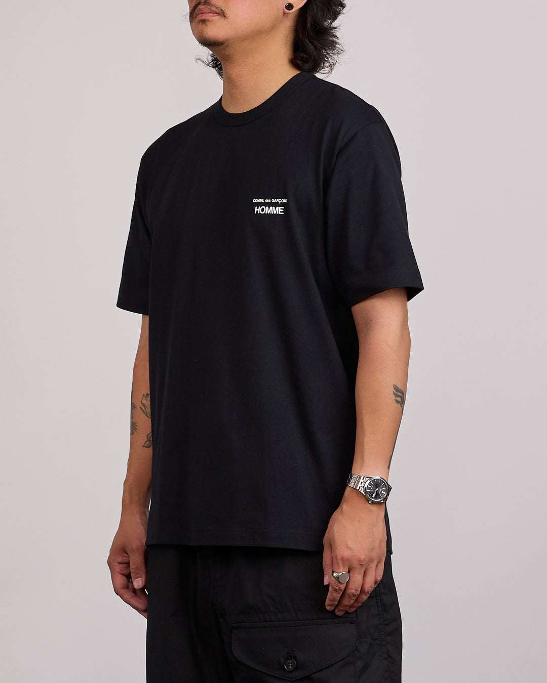 COMME des GARÇONS HOMME Cotton Jersey Logo Print T-Shirt Black