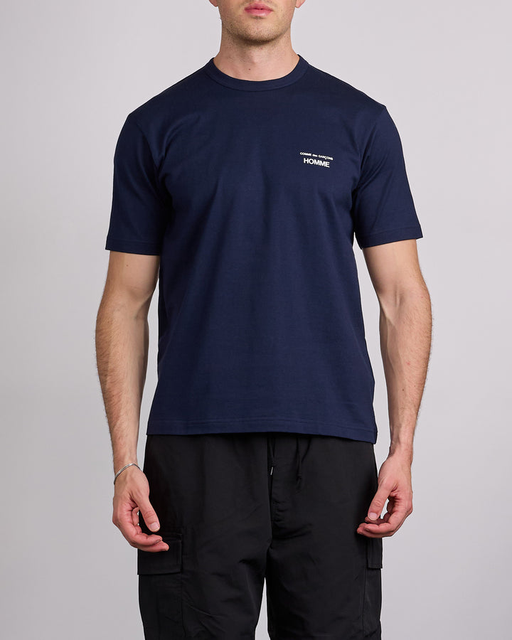 COMME des GARÇONS HOMME Jersey Cotton Logo Print T-Shirt Navy