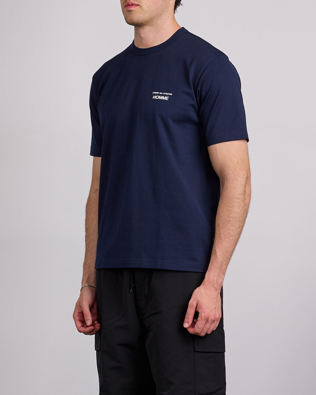 COMME des GARÇONS HOMME Jersey Cotton Logo Print T-Shirt Navy
