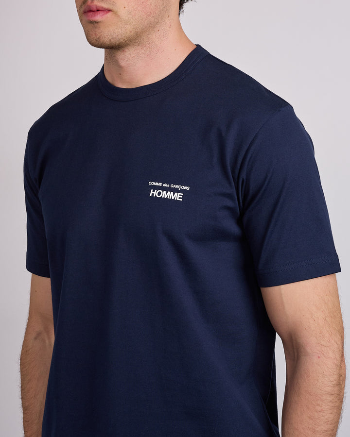 COMME des GARÇONS HOMME Jersey Cotton Logo Print T-Shirt Navy