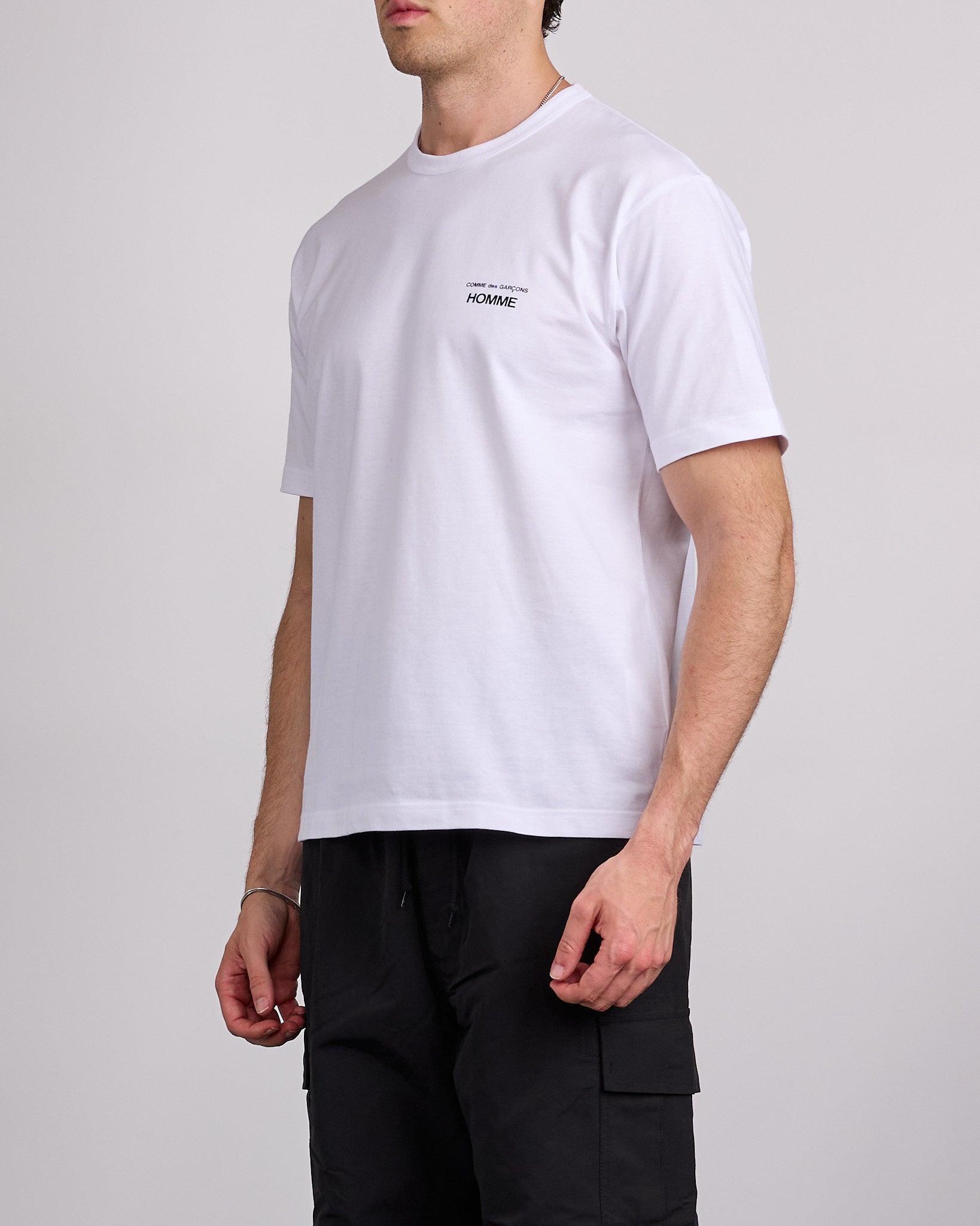 COMME des GARÇONS HOMME Jersey Cotton Logo Print T-Shirt White