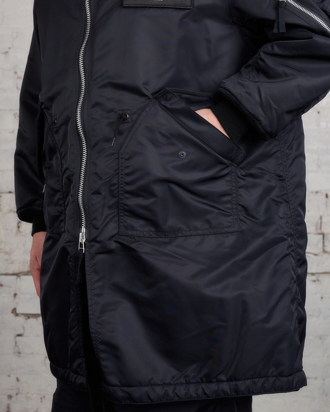 COMME des GARÇONS HOMME Logo Nylon Twill Bomber Parka Black