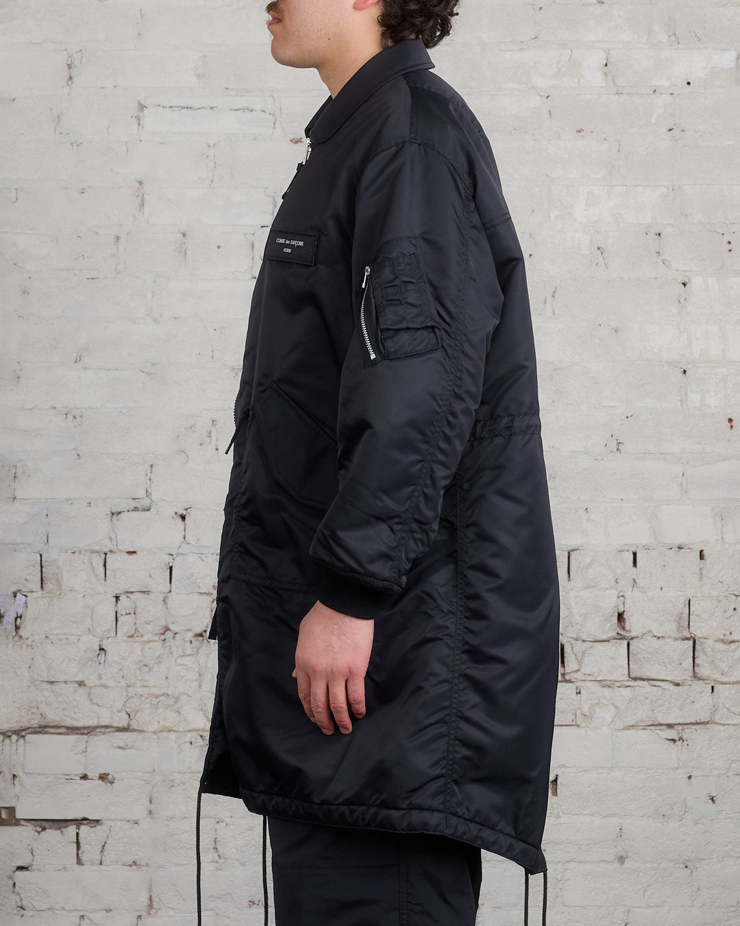 COMME des GARÇONS HOMME Logo Nylon Twill Bomber Parka Black