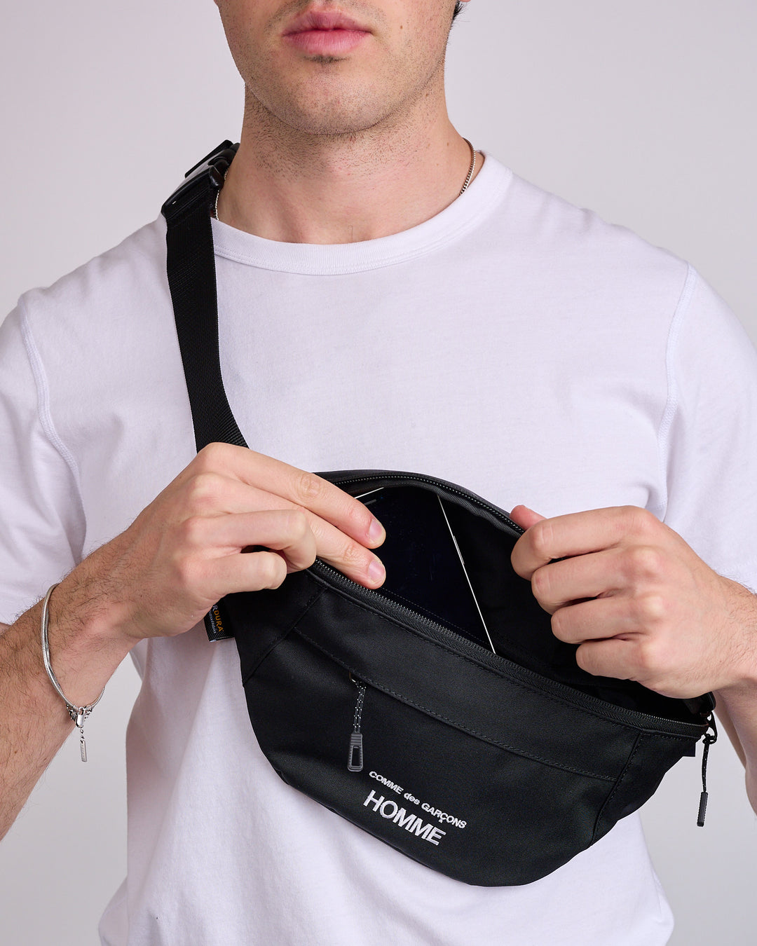 COMME des GARÇONS HOMME Logo Print Cordura Waistbag Black