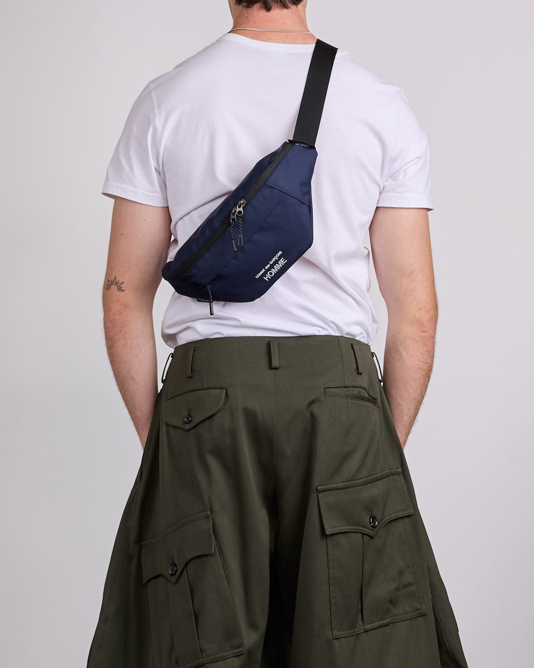 COMME des GARÇONS HOMME Logo Print Cordura Waistbag Navy