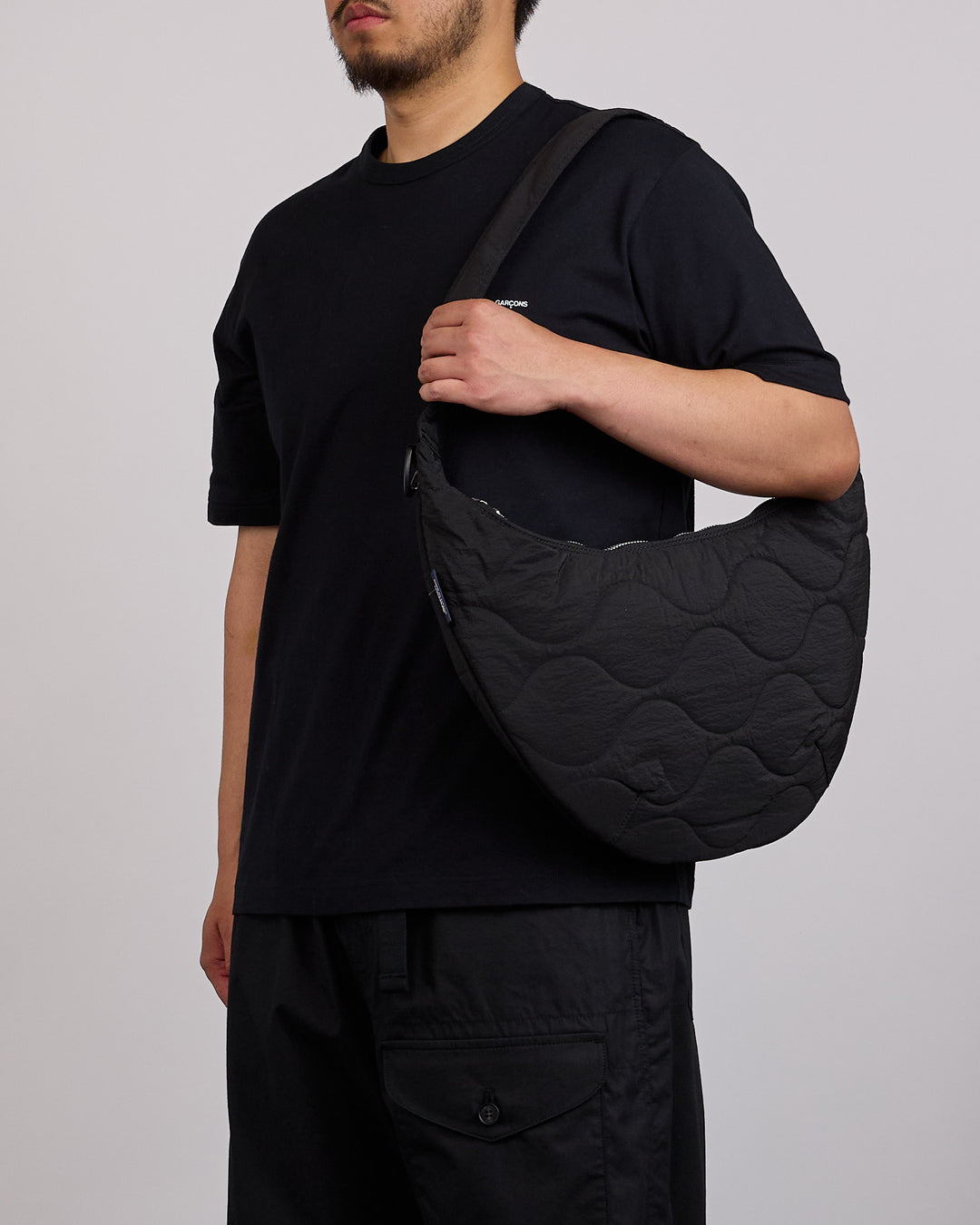 COMME des GARÇONS HOMME Nylon Ripstop Quilted Sling Bag Black