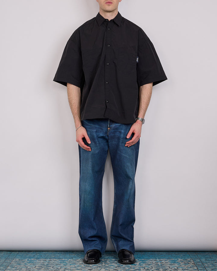 COMME des GARÇONS HOMME Nylon Tussah Logo Button Shirt Black