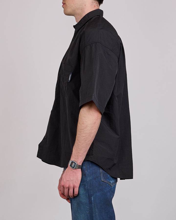 COMME des GARÇONS HOMME Nylon Tussah Logo Button Shirt Black