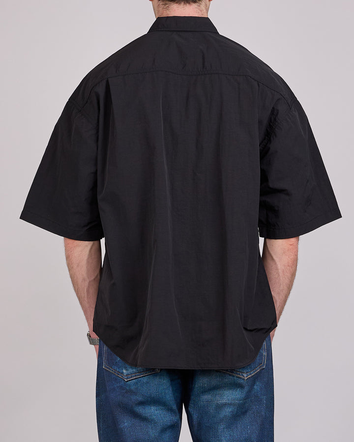 COMME des GARÇONS HOMME Nylon Tussah Logo Button Shirt Black