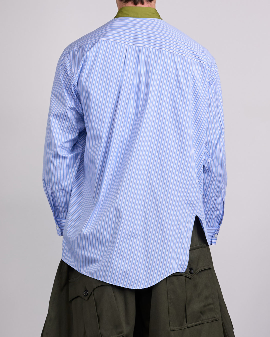 COMME des GARÇONS HOMME Plus Cotton Broadstripe Cargo Button Shirt Sax