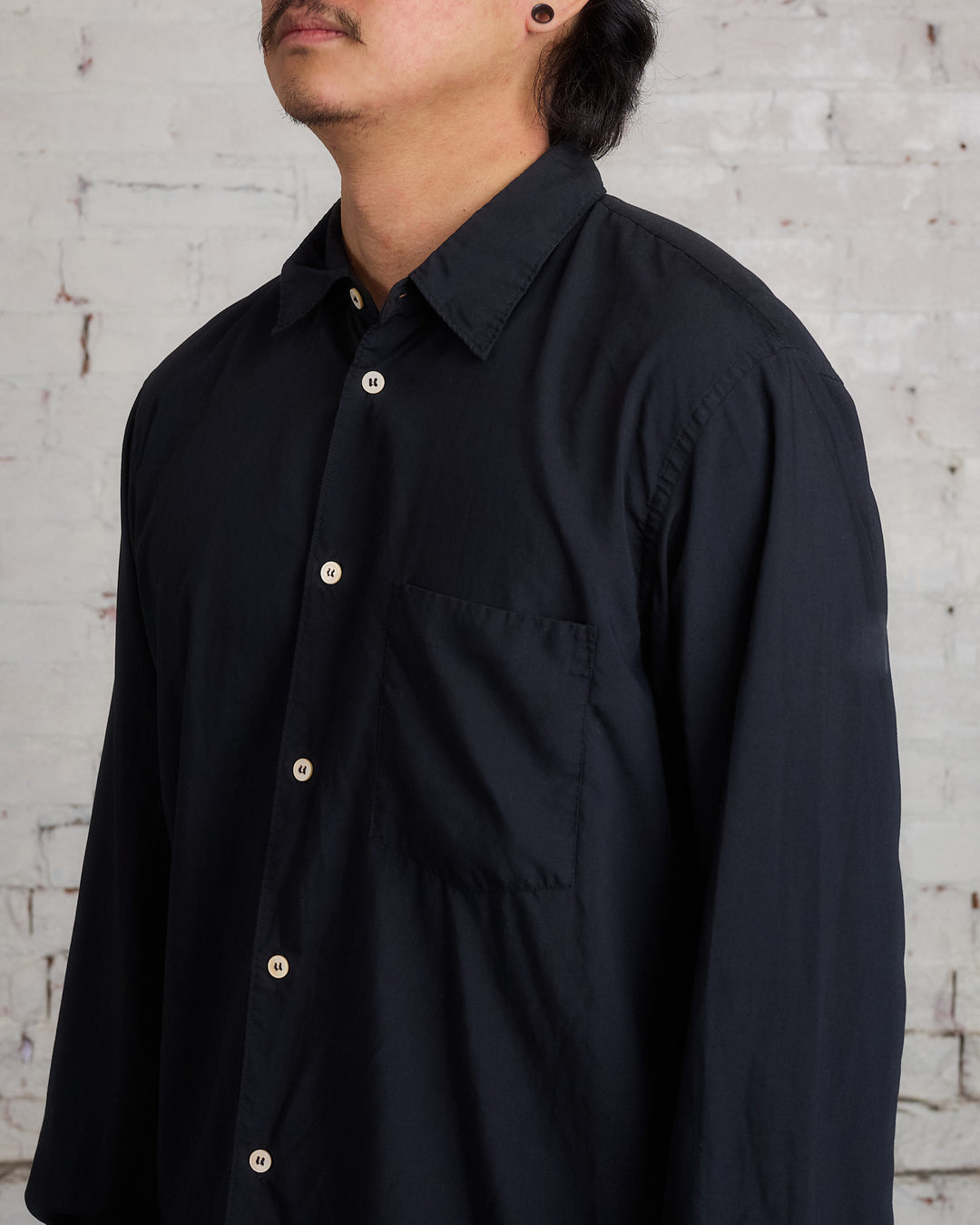 COMME des GARÇONS HOMME Plus Garment Treated Button Shirt Black