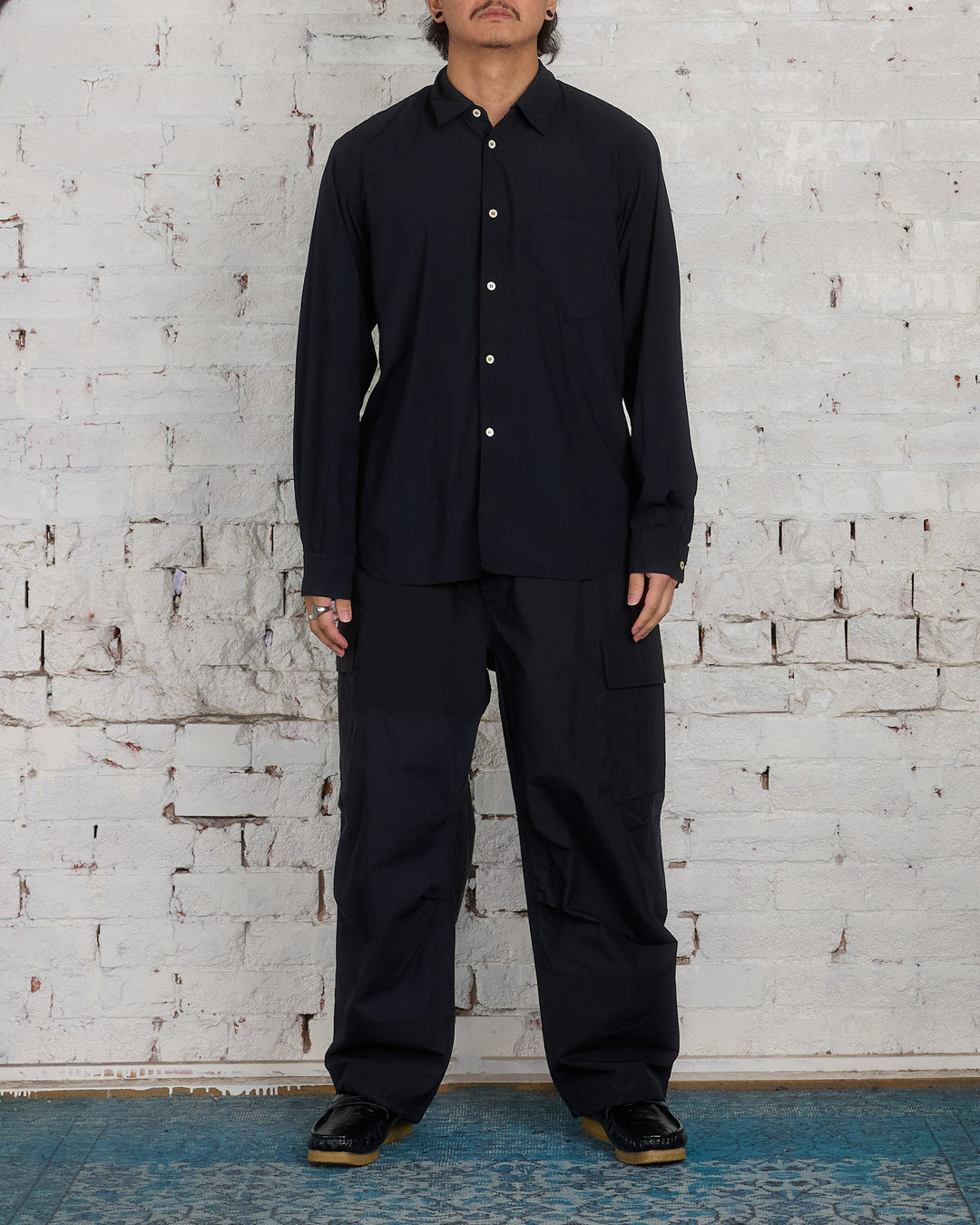 COMME des GARÇONS HOMME Plus Garment Treated Button Shirt Black