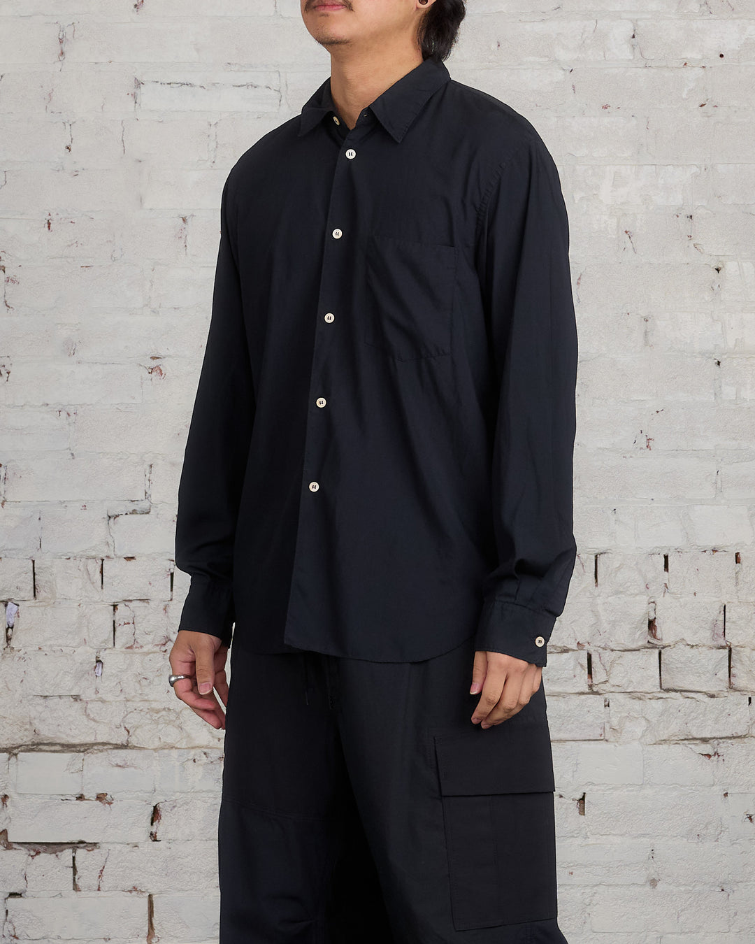 COMME des GARÇONS HOMME Plus Garment Treated Button Shirt Black