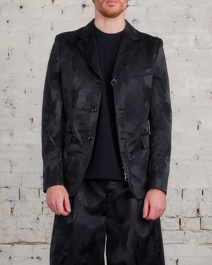 COMME des GARÇONS HOMME Plus Nylon Jacquard Camo Pattern Blazer Black