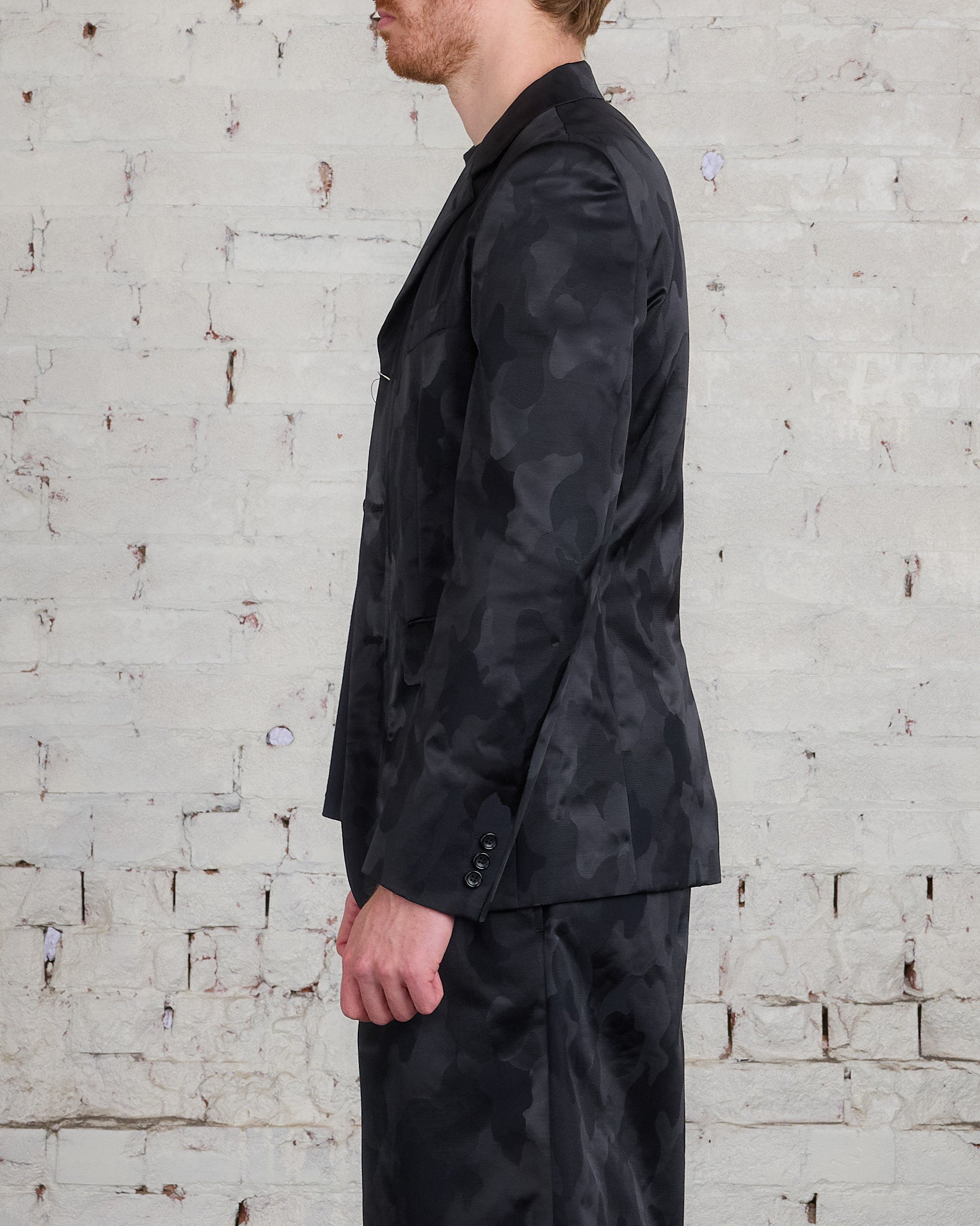 DAN コーデュロイ ノーカラージャケット ブラック ハズム COMME des GARÇONS HOMME Plus Nylon Jacquard Camo Pattern