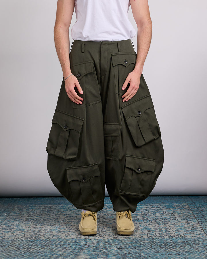 COMME des GARÇONS HOMME Plus Wool Cotton Blend Cargo Balloon Pant Khaki