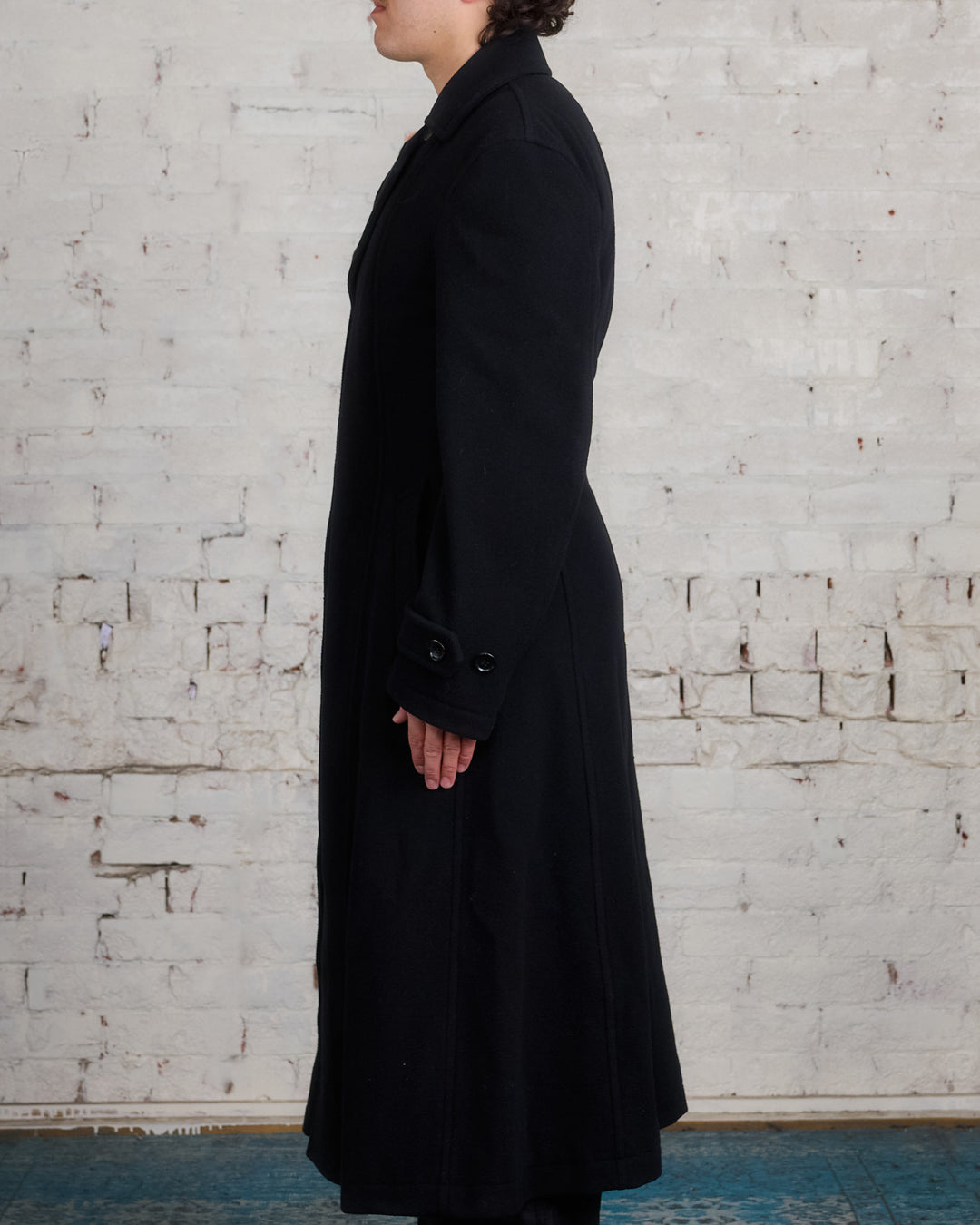 COMME des GARÇONS HOMME Plus Wool Nylon Mosser Coat Black