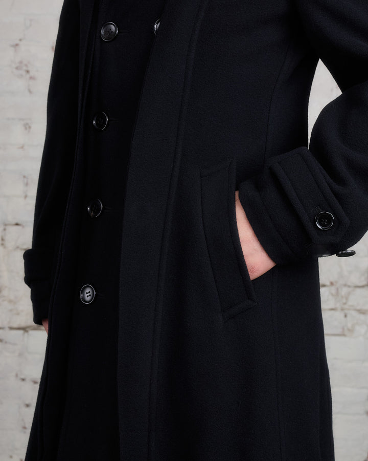 COMME des GARÇONS HOMME Plus Wool Nylon Mosser Coat Black