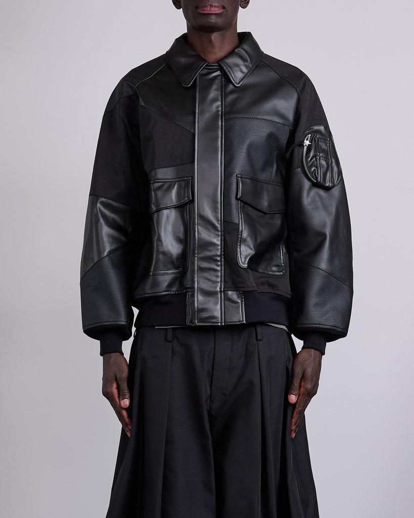 ジャケット・アウター black comme des garcons leather blouson COMME des GARÇONS HOMME Synthetic Leather Jacket Black Mix – LESS 17