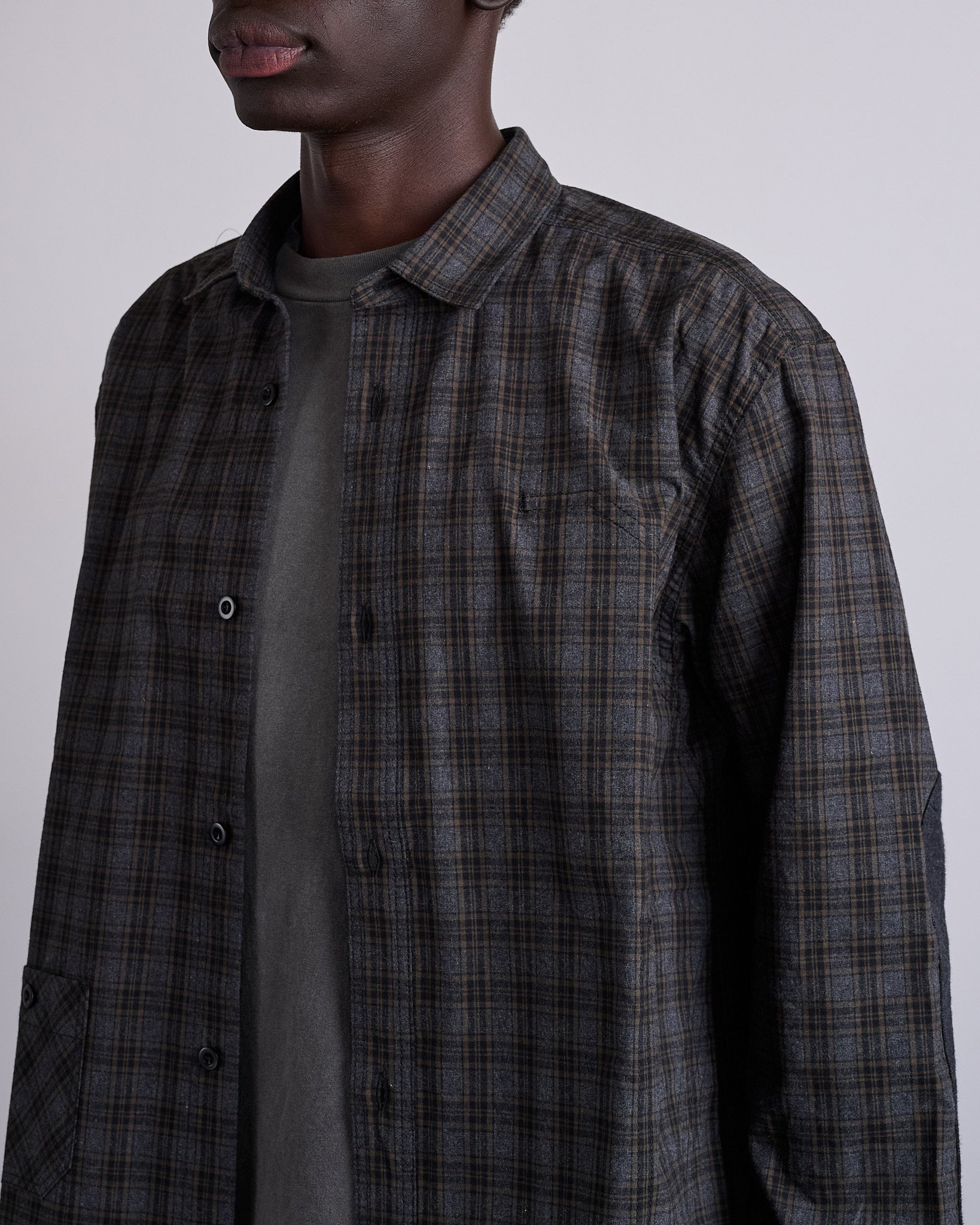 Junya Watanabe MAN Cotton Check Flannel Button Shirt Grey – LESS 17
