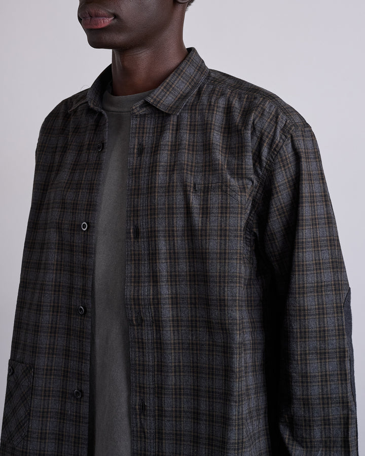 Junya Watanabe MAN Cotton Check Flannel Button Shirt Grey