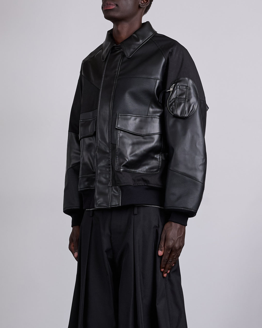 COMME des GARÇONS HOMME Synthetic Leather Jacket Black Mix