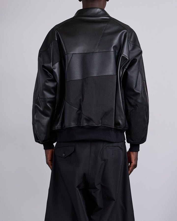 COMME des GARÇONS HOMME Synthetic Leather Jacket Black Mix