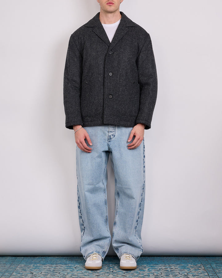 COMME des GARÇONS Homme Wool Tweed Herringbone Blazer Jacket Black