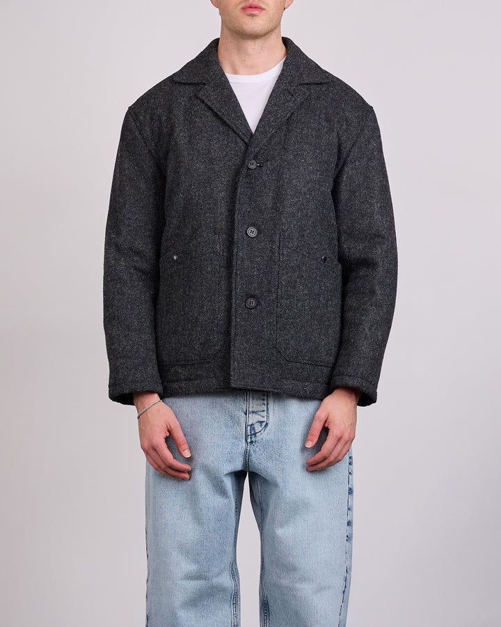 COMME des GARÇONS Homme Wool Tweed Herringbone Blazer Jacket Black