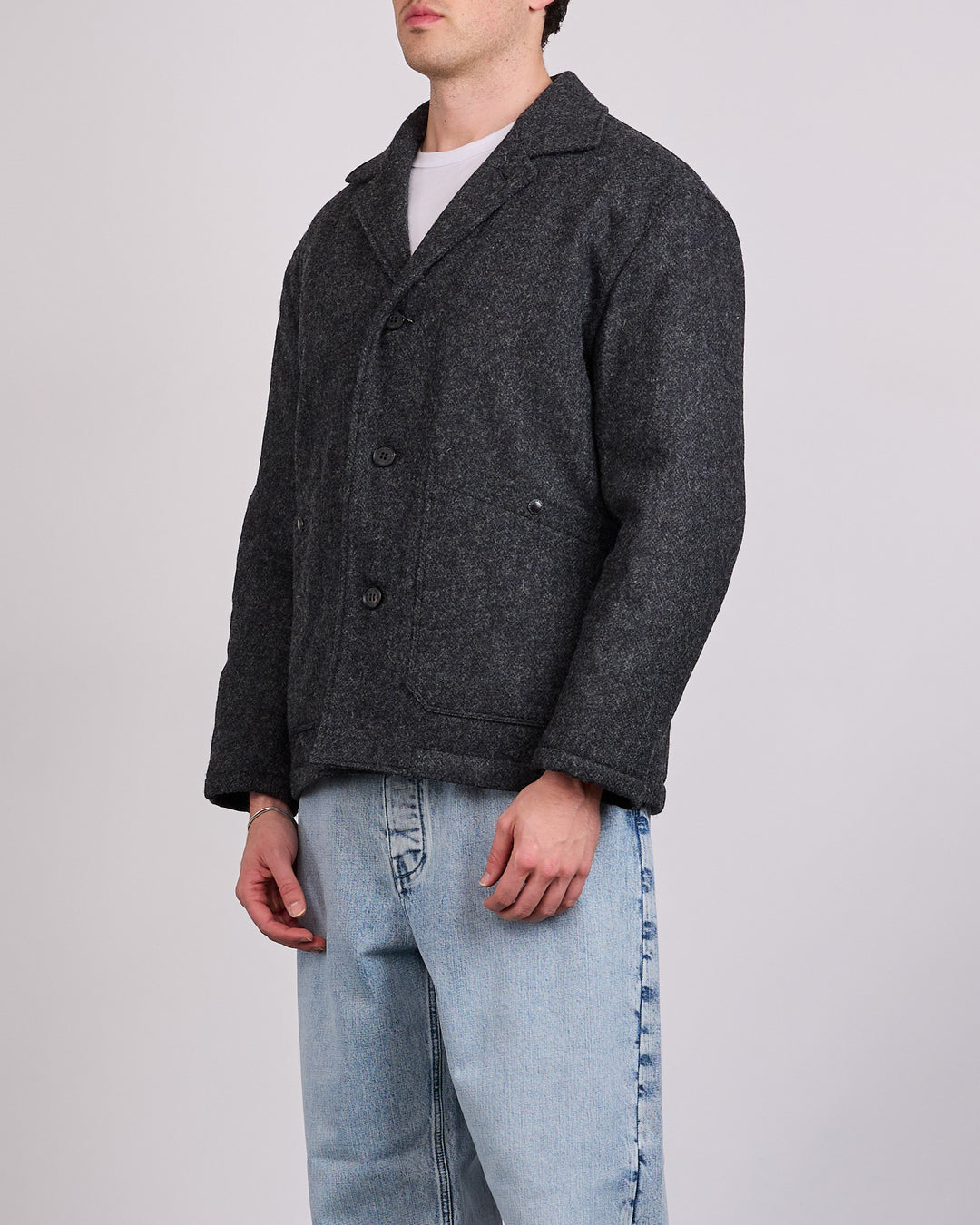 COMME des GARÇONS Homme Wool Tweed Herringbone Blazer Jacket Black