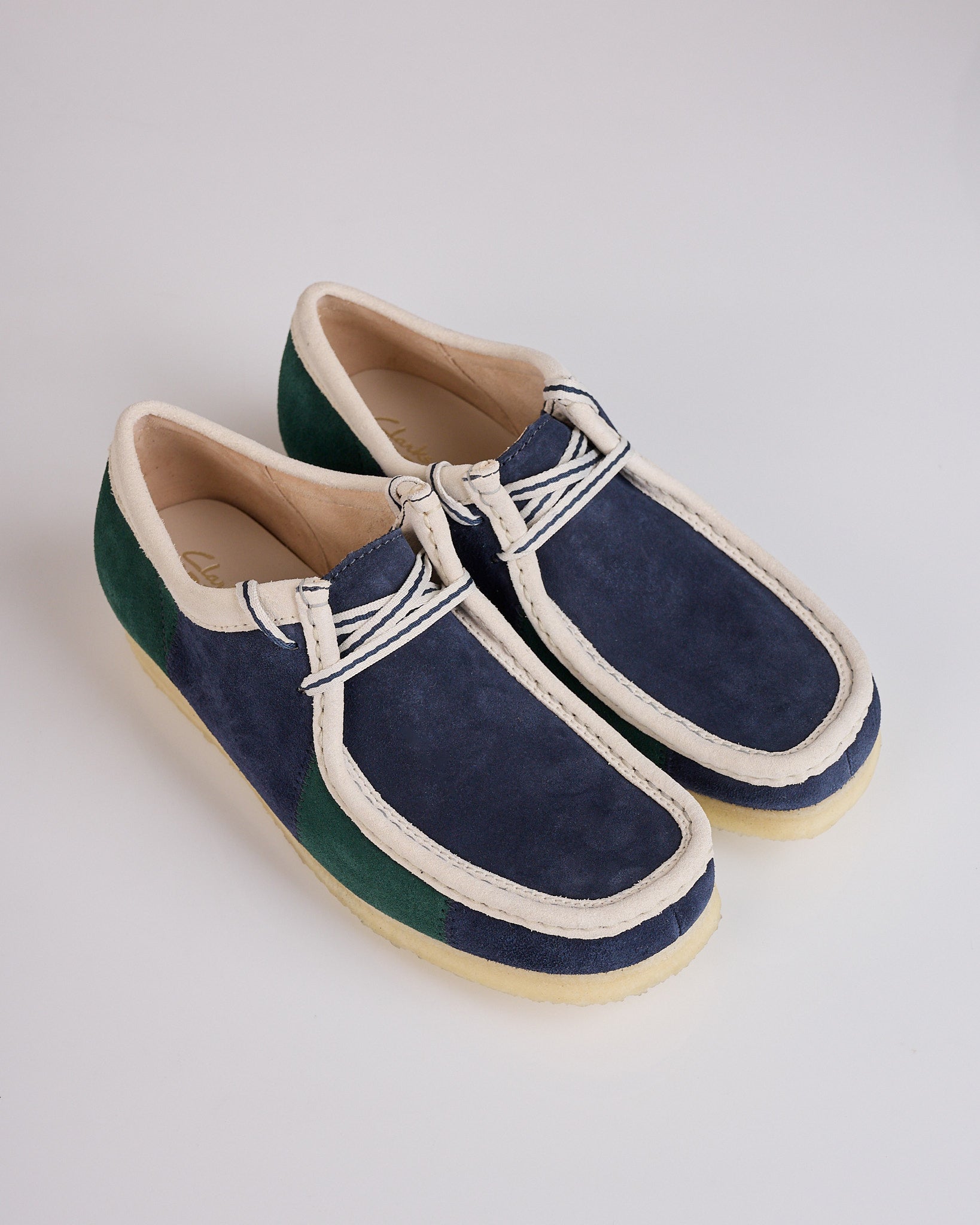 CLARKS ORIGINALS ブルーモカシン箱あり Clarks Originals Wallabee Blue Green Stripe – LESS 17