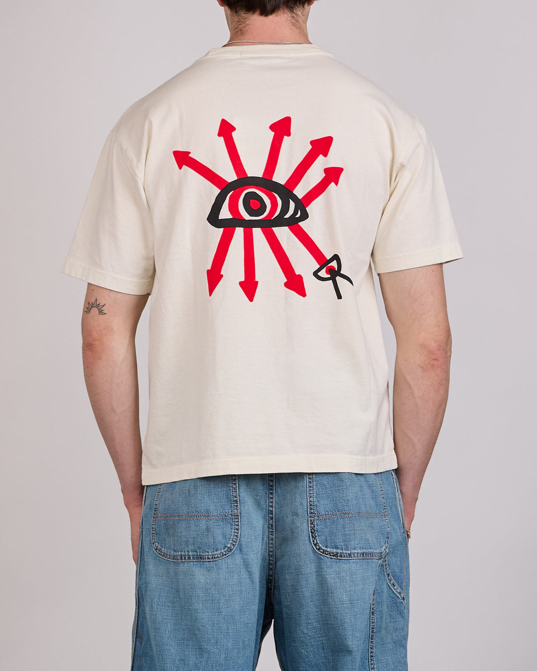 District Vision Arrow Eye California Cotton T-Shirt Vintage White