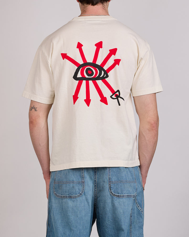 District Vision Arrow Eye California Cotton T-Shirt Vintage White