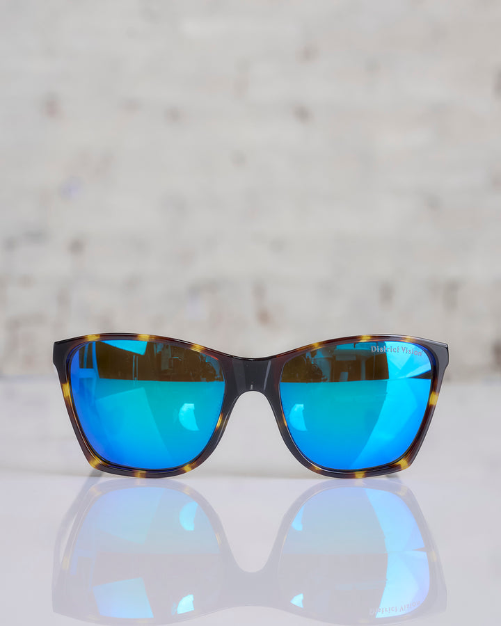 District Vision Keiichi Sunglass Tortoise D+ Blue Mirror