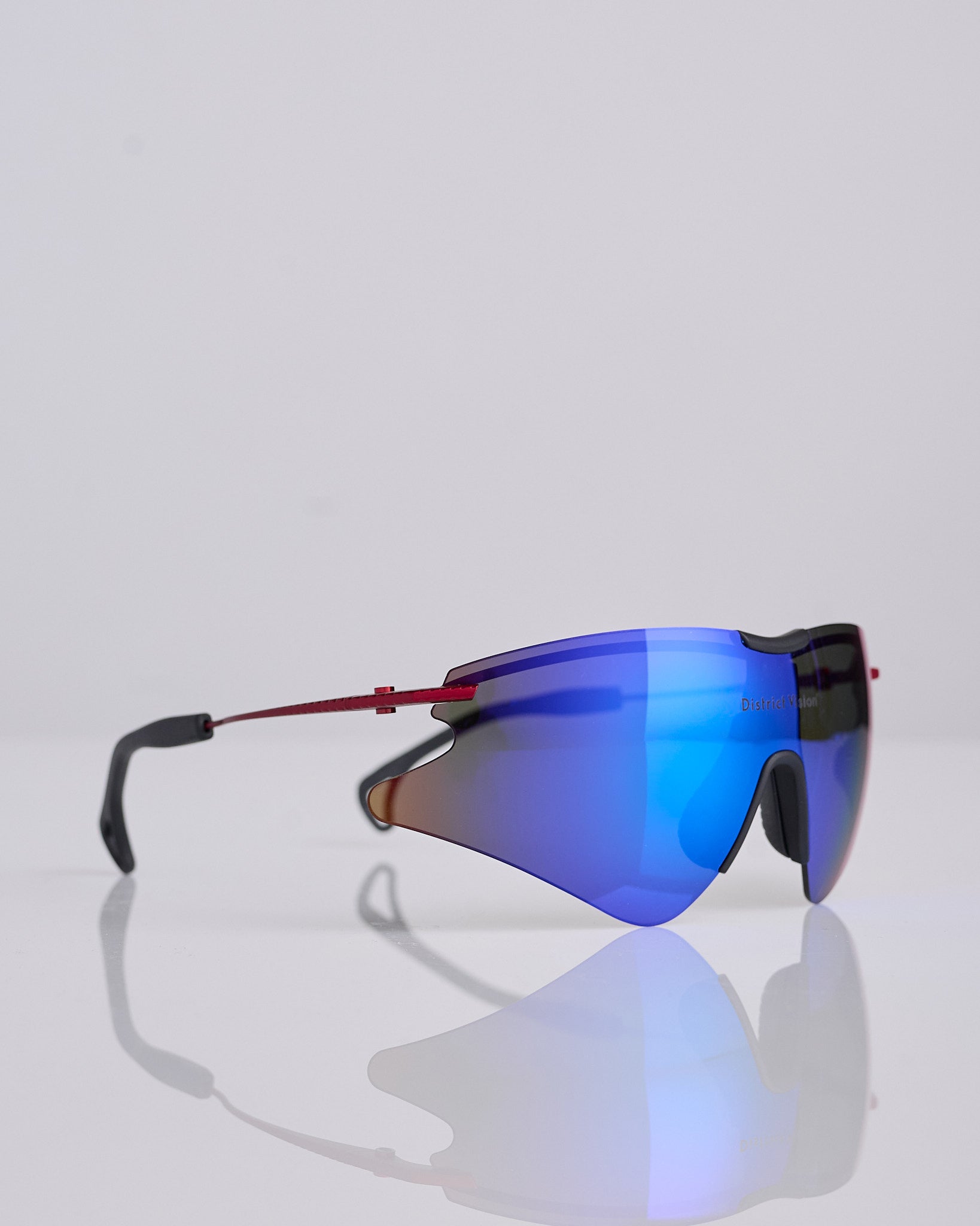 District Vision Kohei Aero Blade Titanium Sunglass Oxblood D+ Blue