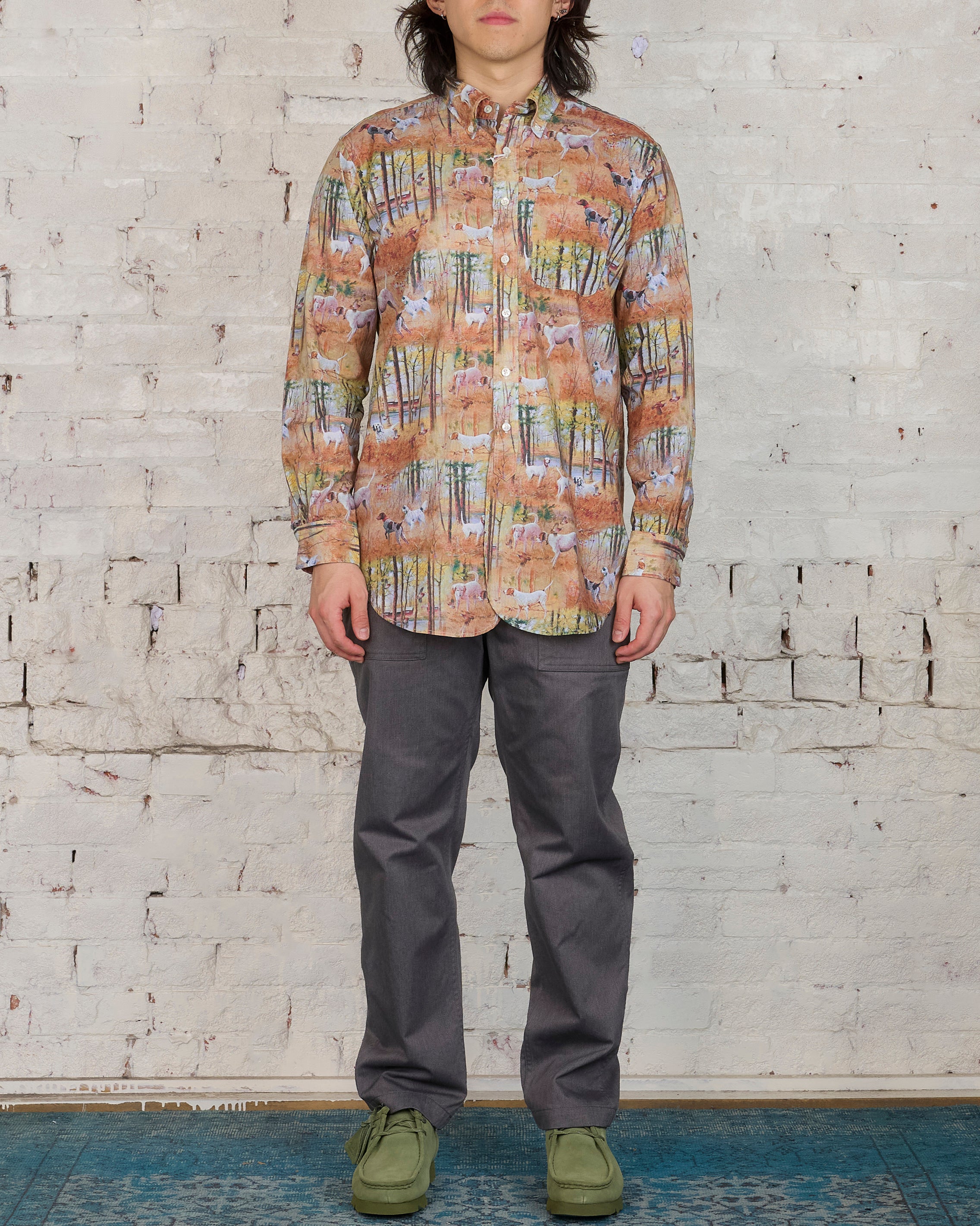 Engineered Garments 19 Centruy BD Shirt Tan Cotton Dog Print