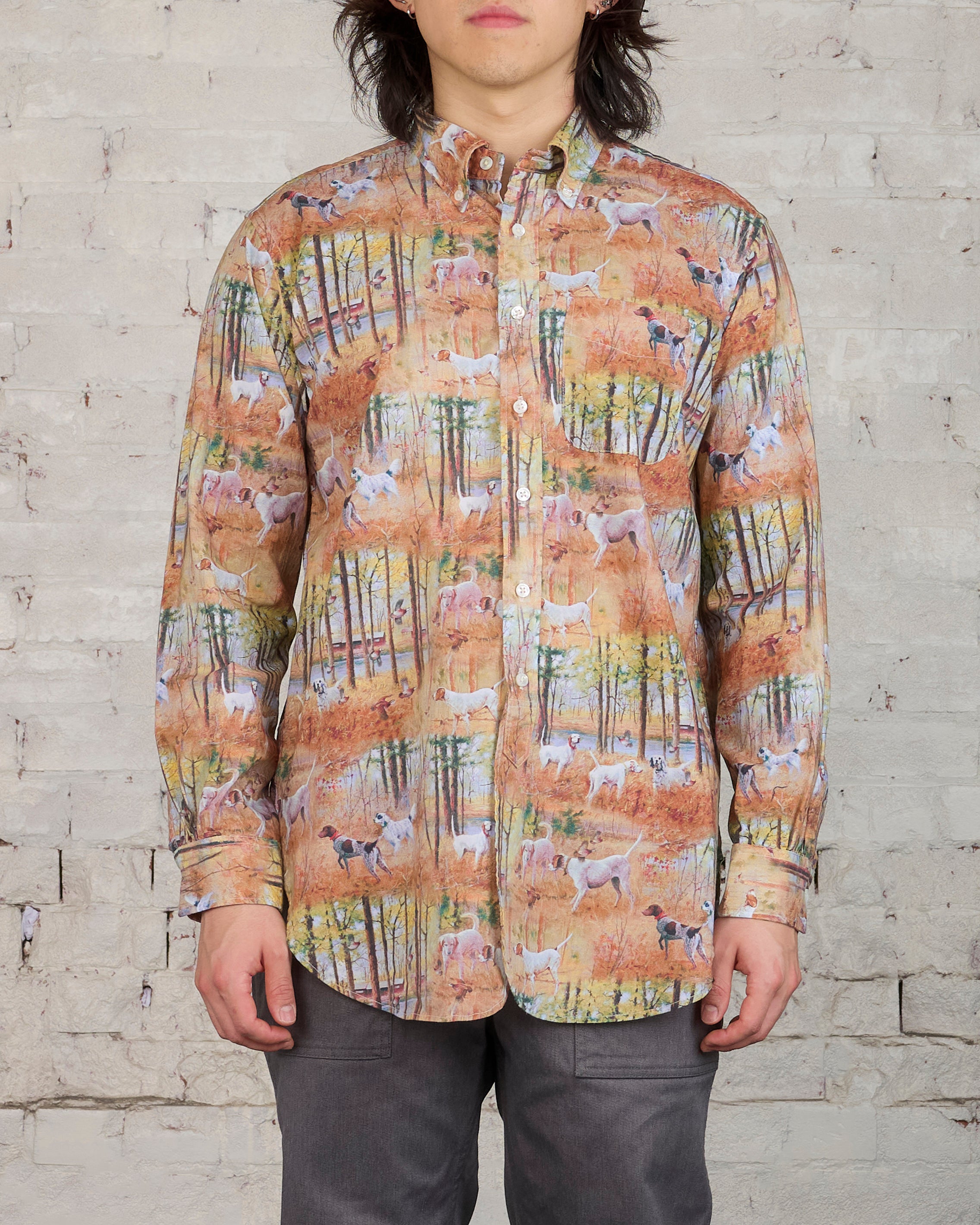 Engineered Garments 19 Centruy BD Shirt Tan Cotton Dog Print