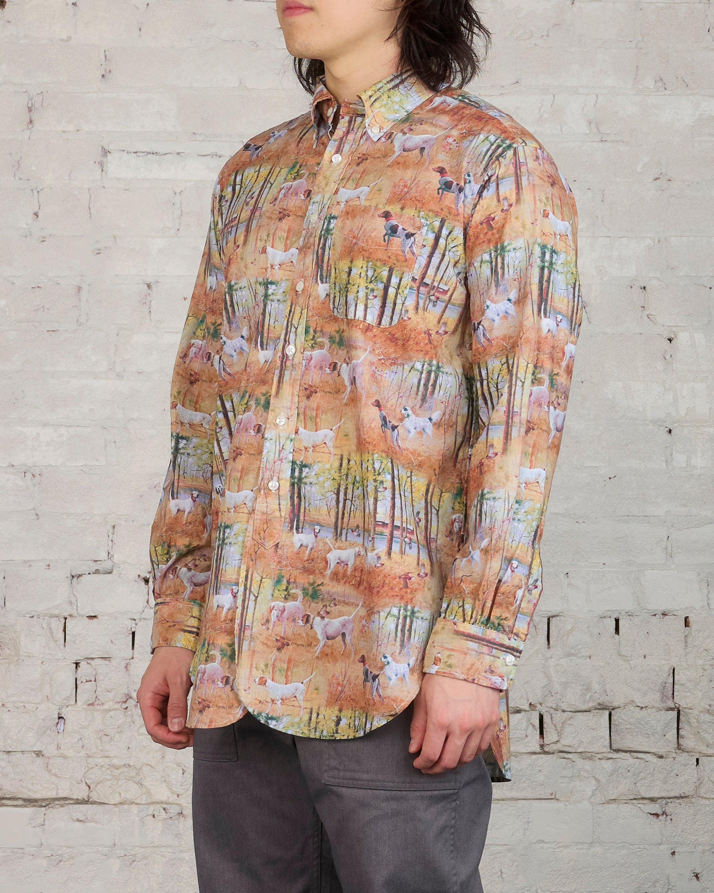 Engineered Garments 19 Centruy BD Shirt Tan Cotton Dog Print