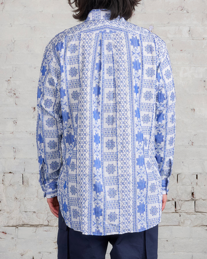 Engineered Garments 19 Century BD Button Shirt Blue White Emb