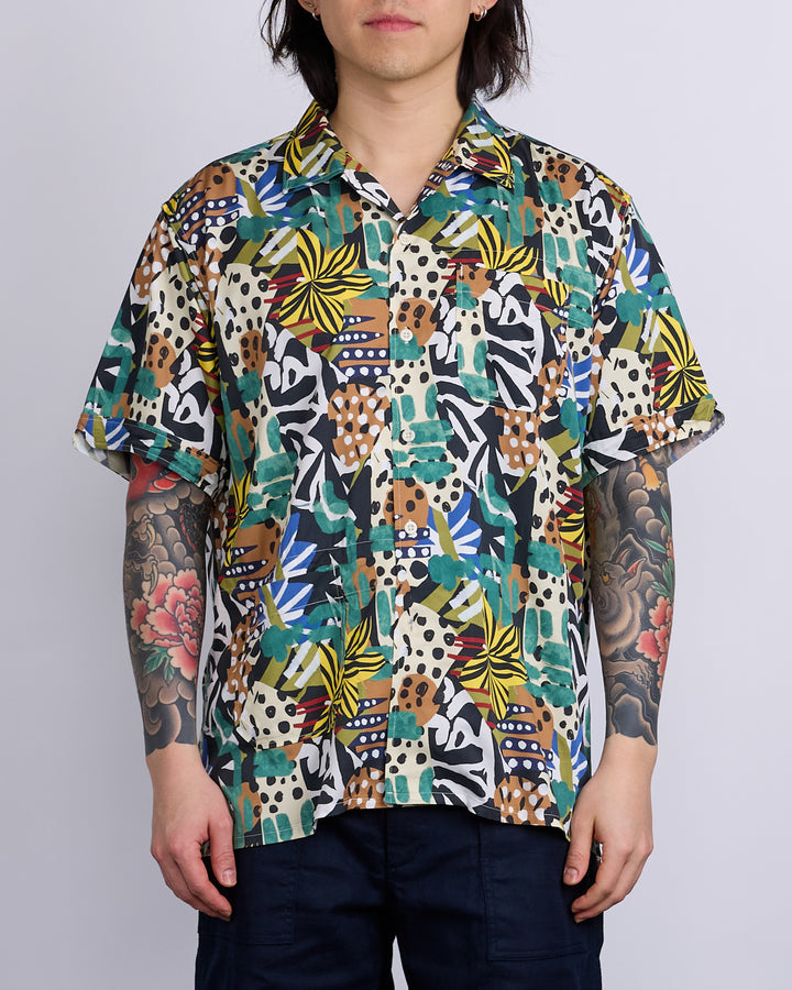 Engineered Garments Camp Button Shirt African Patch Print Multi