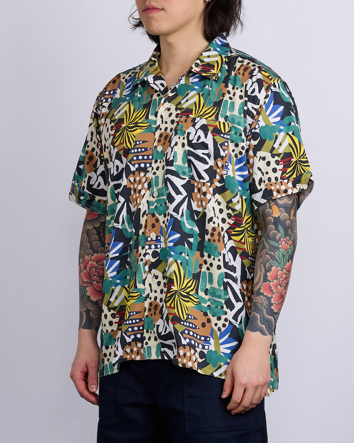 Engineered Garments Camp Button Shirt African Patch Print Multi