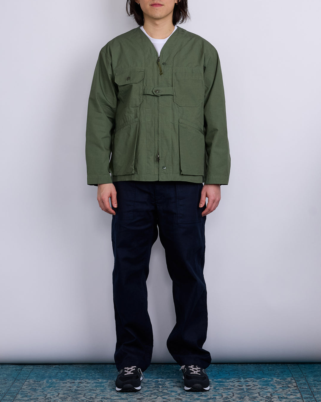 Engineered Garments Cardigan Jacket Cotton Ripstop Olive