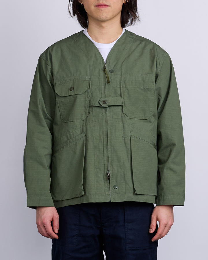 Engineered Garments Cardigan Jacket Cotton Ripstop Olive