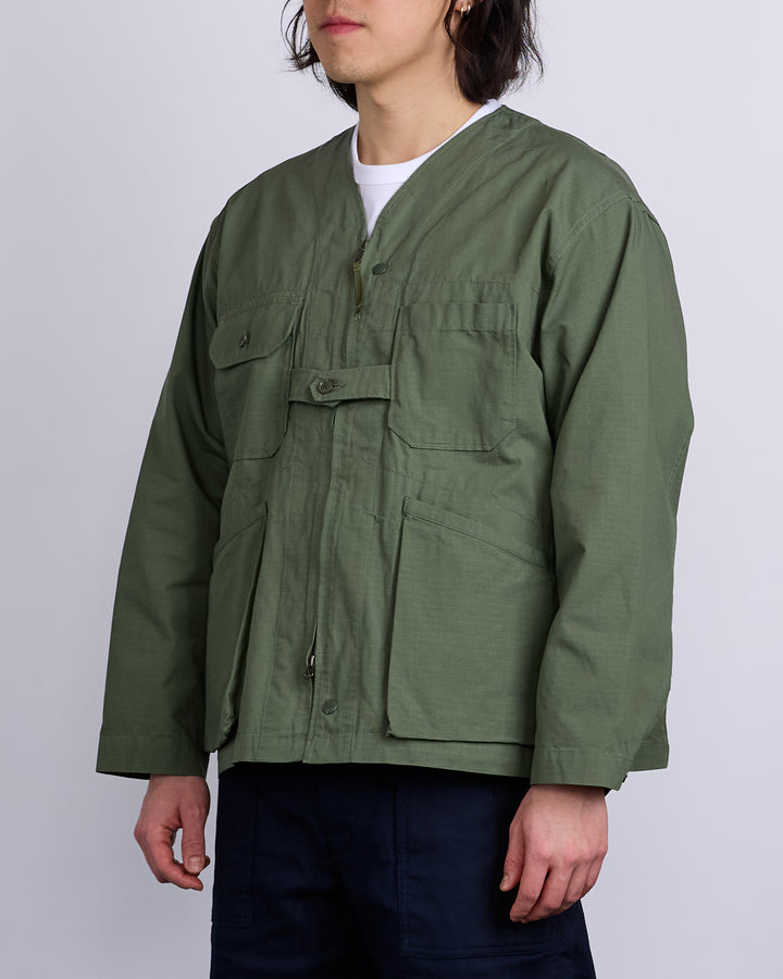 Engineered Garments Cardigan Jacket Cotton Ripstop Olive