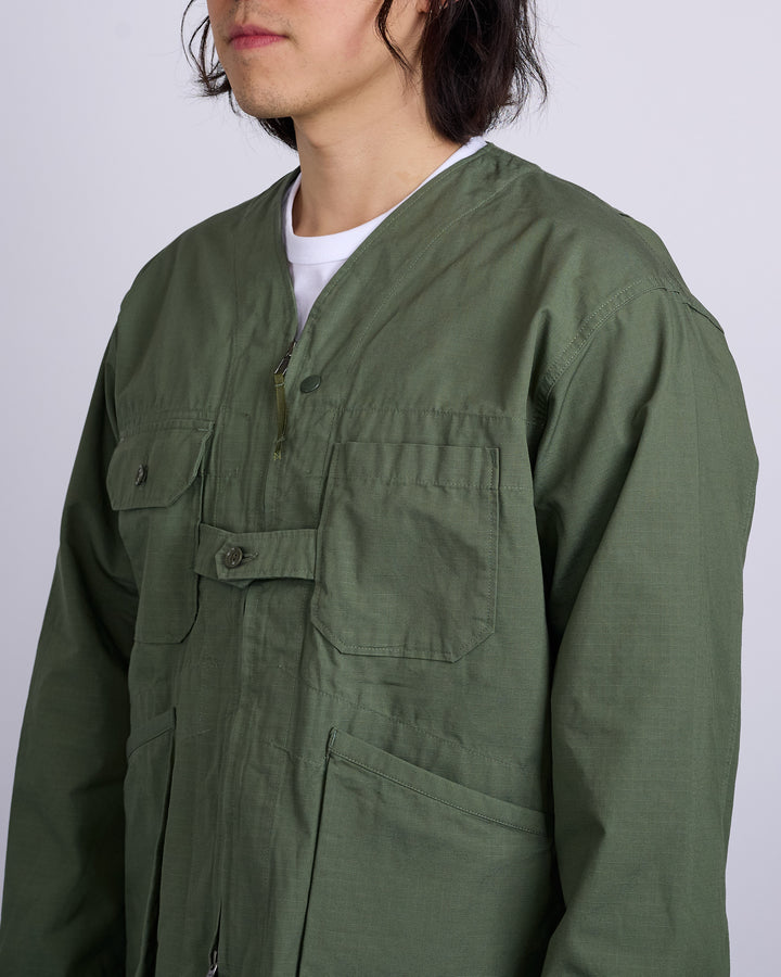 Engineered Garments Cardigan Jacket Cotton Ripstop Olive