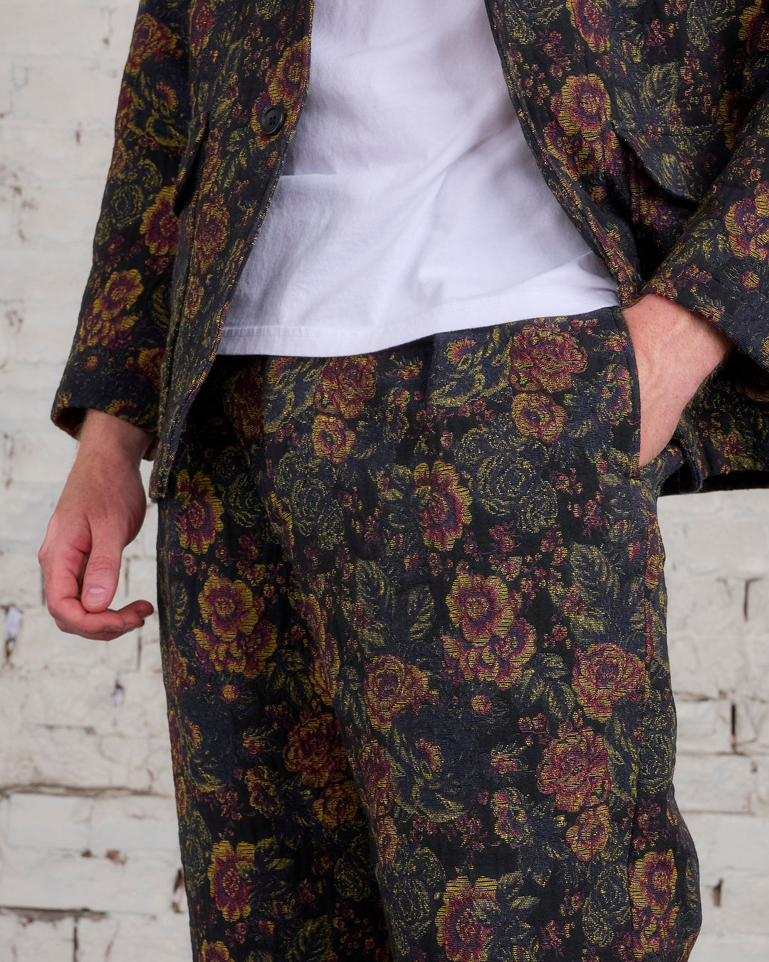 Engineered Garments Carlyle Pant CP Floral Jacquard Black Gold